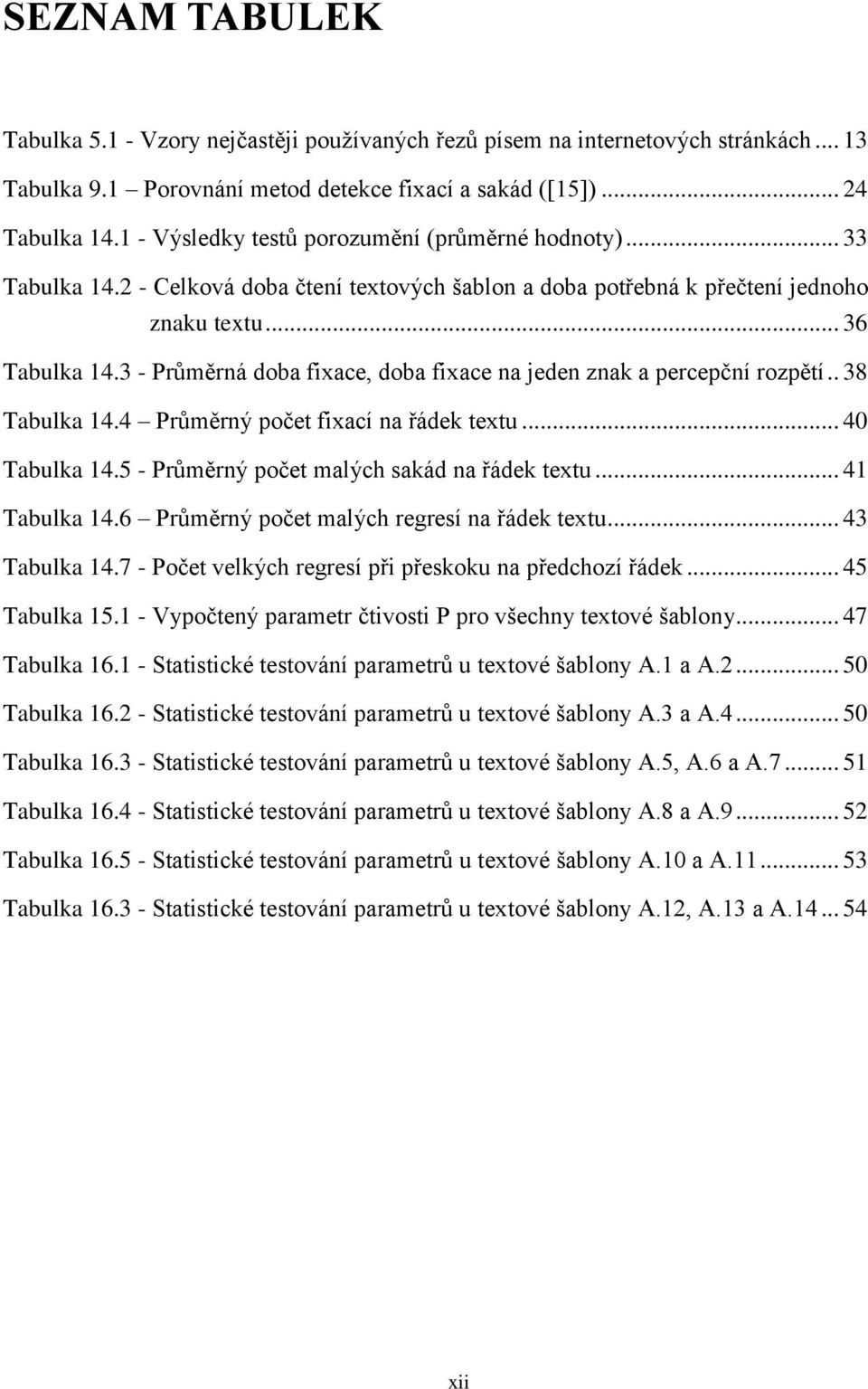 3 - Průměrná doba fixace, doba fixace na jeden znak a percepční rozpětí.. 38 Tabulka 14.4 Průměrný počet fixací na řádek textu... 40 Tabulka 14.5 - Průměrný počet malých sakád na řádek textu.