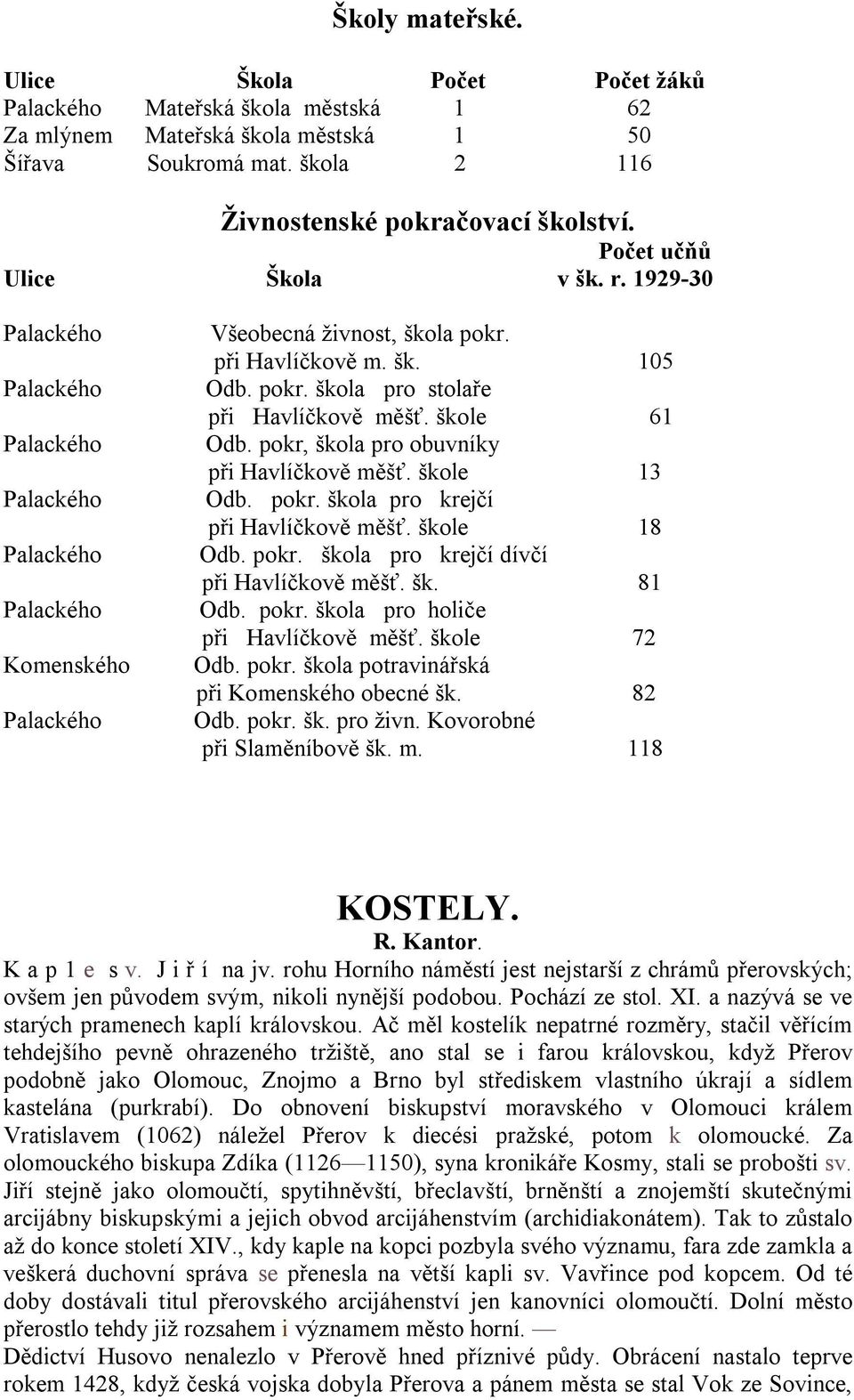 škole 61 Odb. pokr, škola pro obuvníky při Havlíčkově měšť. škole 13 Odb. pokr. škola pro krejčí při Havlíčkově měšť. škole 18 Odb. pokr. škola pro krejčí dívčí při Havlíčkově měšť. šk. 81 Odb. pokr. škola pro holiče při Havlíčkově měšť.