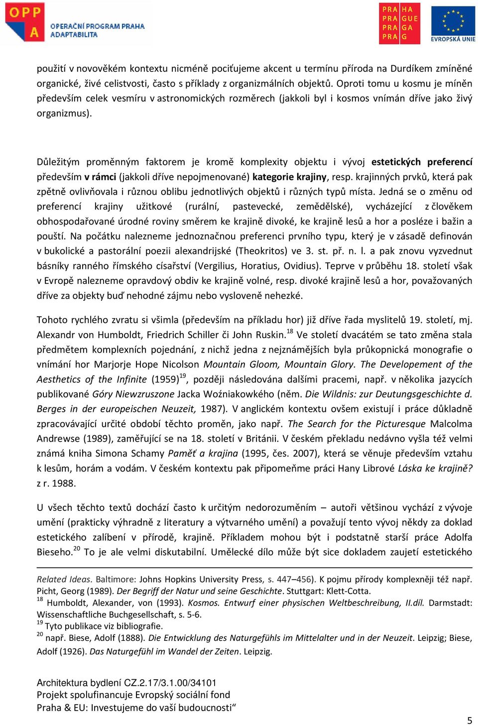 Důležitým proměnným faktorem je kromě komplexity objektu i vývoj estetických preferencí především v rámci (jakkoli dříve nepojmenované) kategorie krajiny, resp.