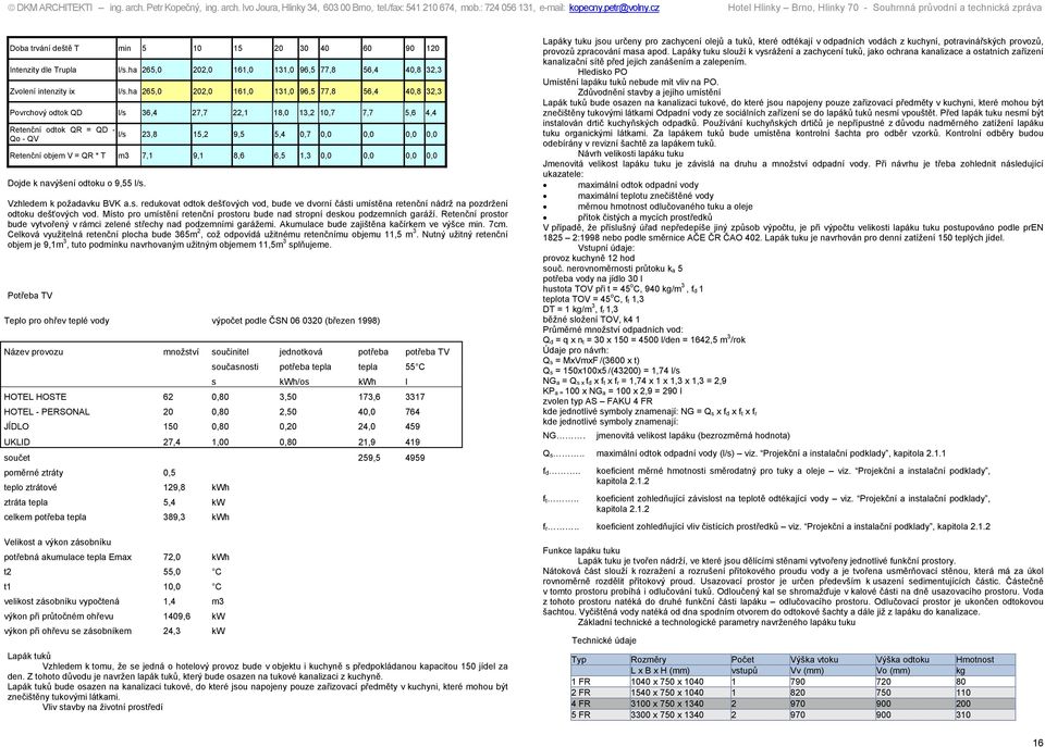 Retenční objem V = QR * T m3 7,1 9,1 8,6 6,5 1,3 0,0 0,0 0,0 0,0 Dojde k navýšení odtoku o 9,55 l/s.