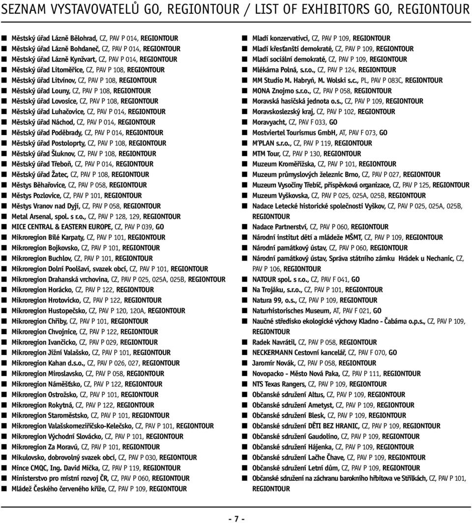 CZ, PAV P 014, Městský úřad Poděbrady, CZ, PAV P 014, Městský úřad Postoloprty, CZ, PAV P 108, Městský úřad Šluknov, CZ, PAV P 108, Městský úřad Třeboň, CZ, PAV P 014, Městský úřad Žatec, CZ, PAV P