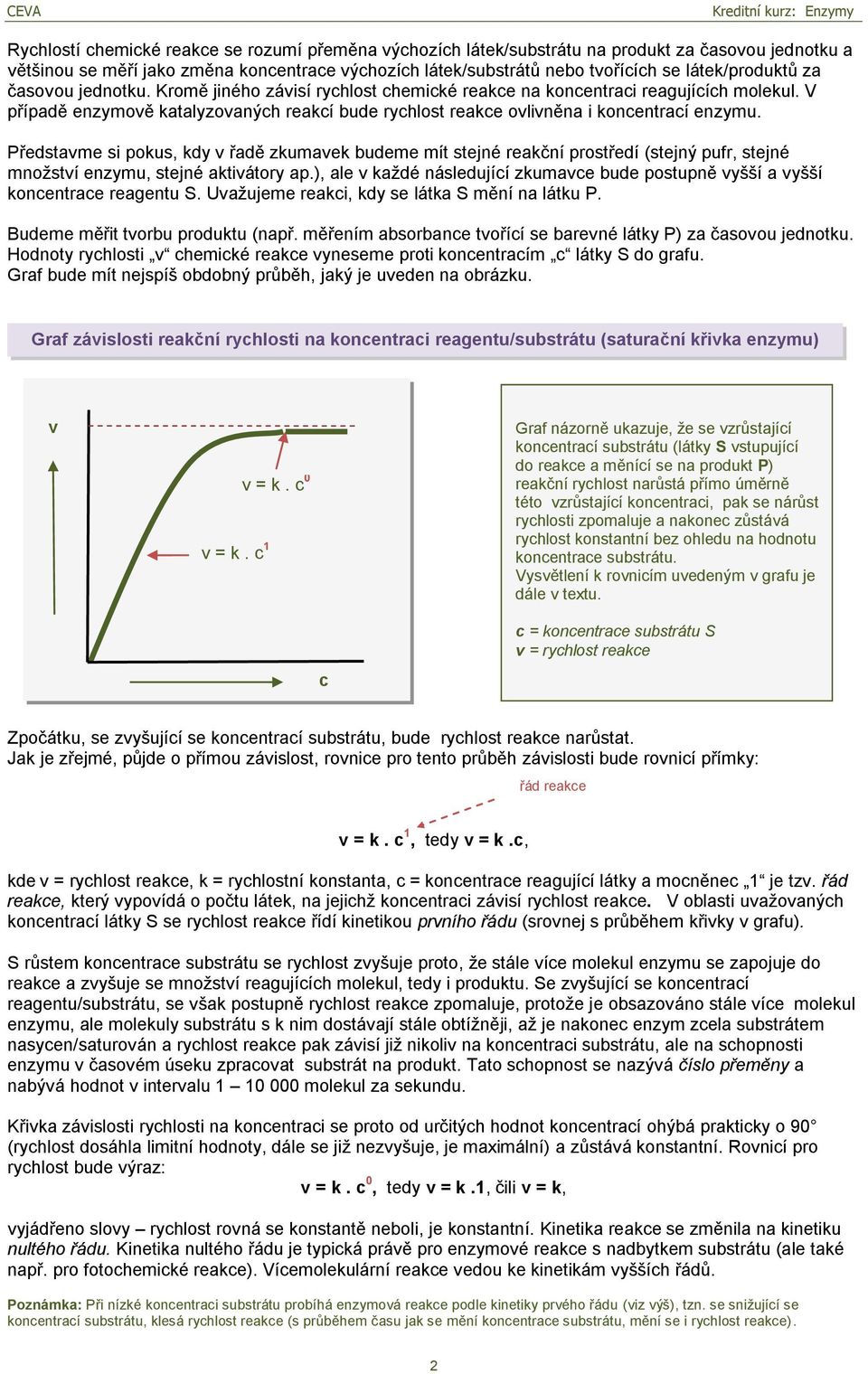 V případě enzymově katalyzovaných reakcí bude rychlost reakce ovlivněna i koncentrací enzymu.