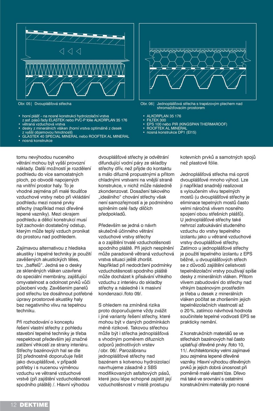 ROOFTEK AL MINERAL nosná konstrukce ALKORPLAN 35 176 FILTEK 300 EPS 100 nebo PIR (KINGSPAN THERMAROOF) ROOFTEK AL MINERAL nosná konstrukce DP1 (EI15) tomu nevýhodou nuceného větrání mohou být vyšší