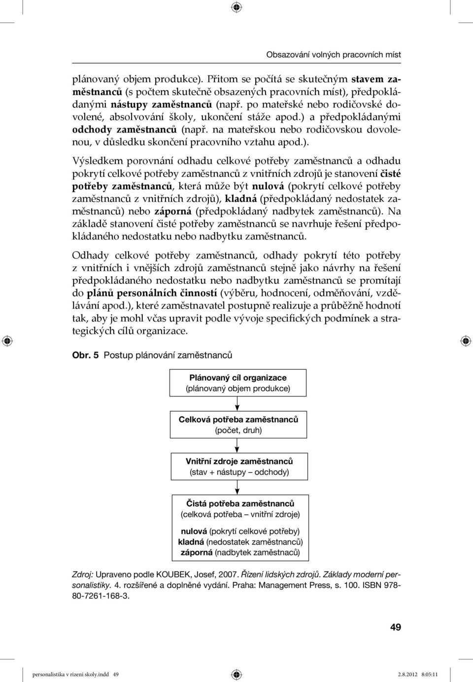 po mateřské nebo rodičovské dovolené, absolvování školy, ukončení stáže apod.) a předpokládanými odchody zaměstnanců (např.