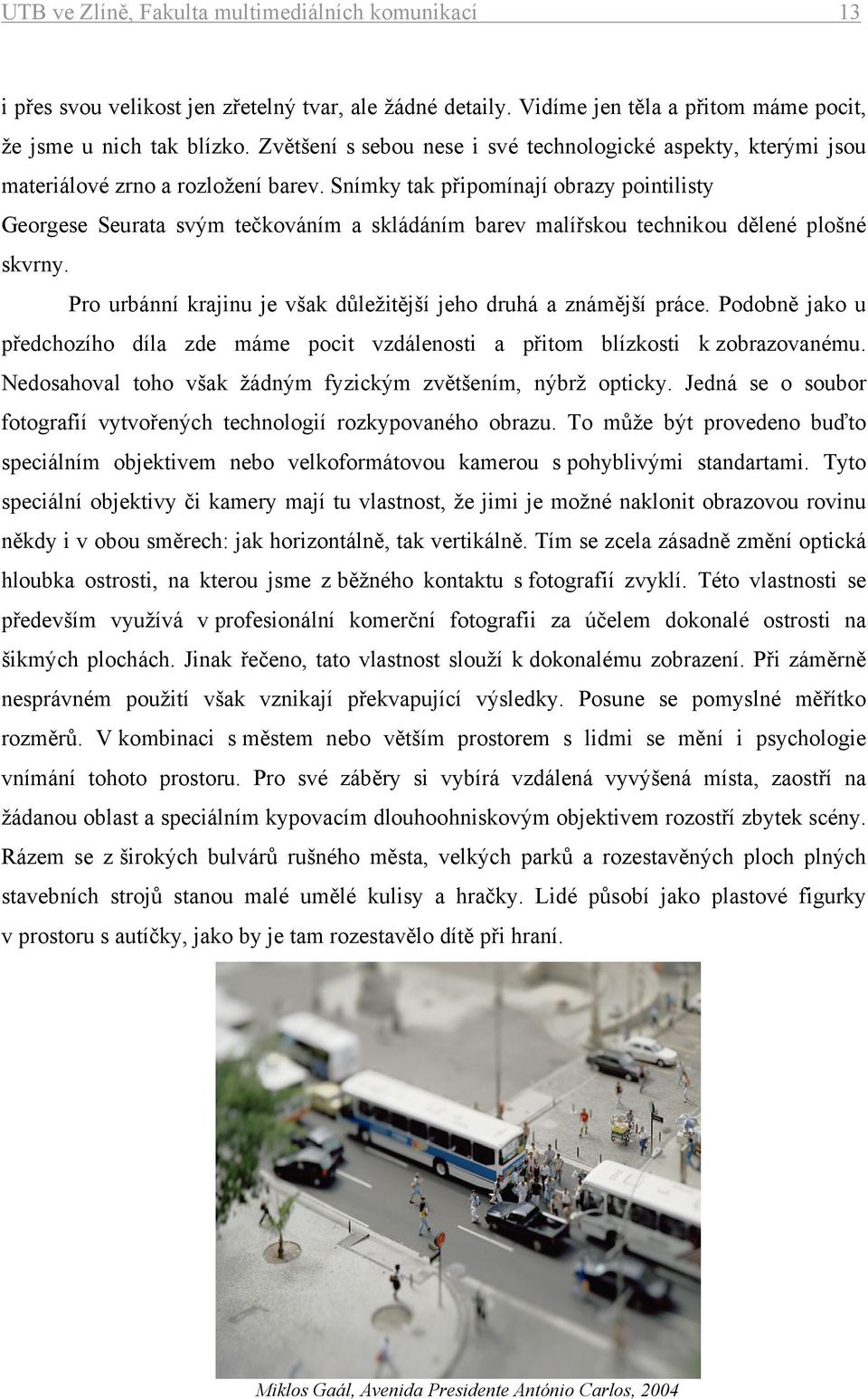 Snímky tak připomínají obrazy pointilisty Georgese Seurata svým tečkováním a skládáním barev malířskou technikou dělené plošné skvrny.