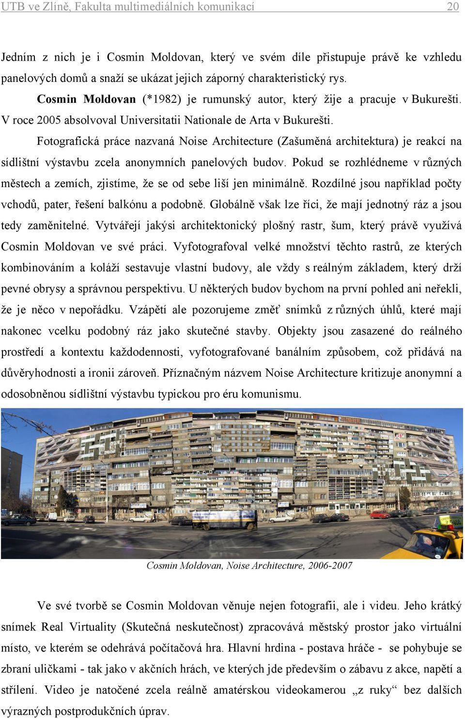 Fotografická práce nazvaná Noise Architecture (Zašuměná architektura) je reakcí na sídlištní výstavbu zcela anonymních panelových budov.