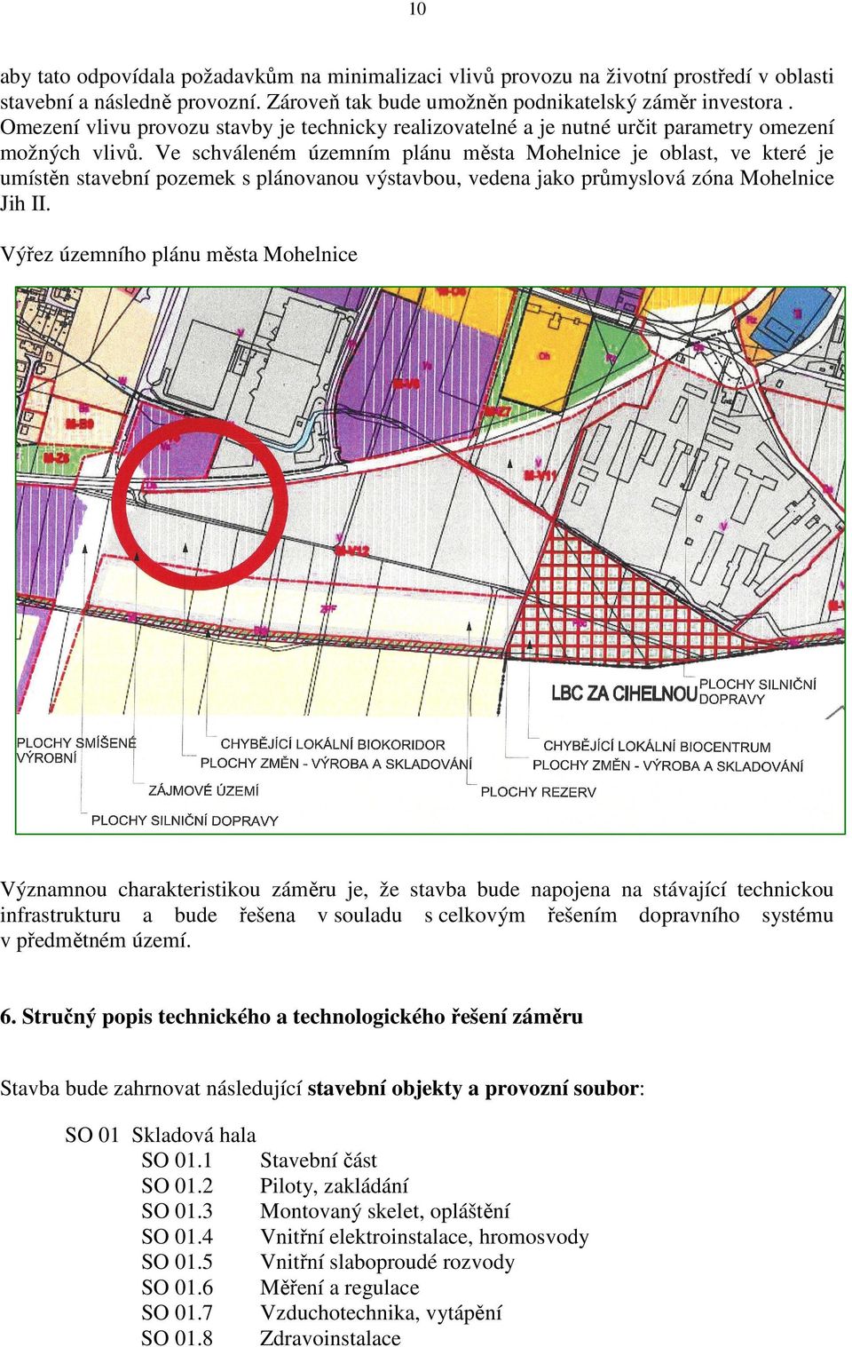 Ve schváleném územním plánu města Mohelnice je oblast, ve které je umístěn stavební pozemek s plánovanou výstavbou, vedena jako průmyslová zóna Mohelnice Jih II.