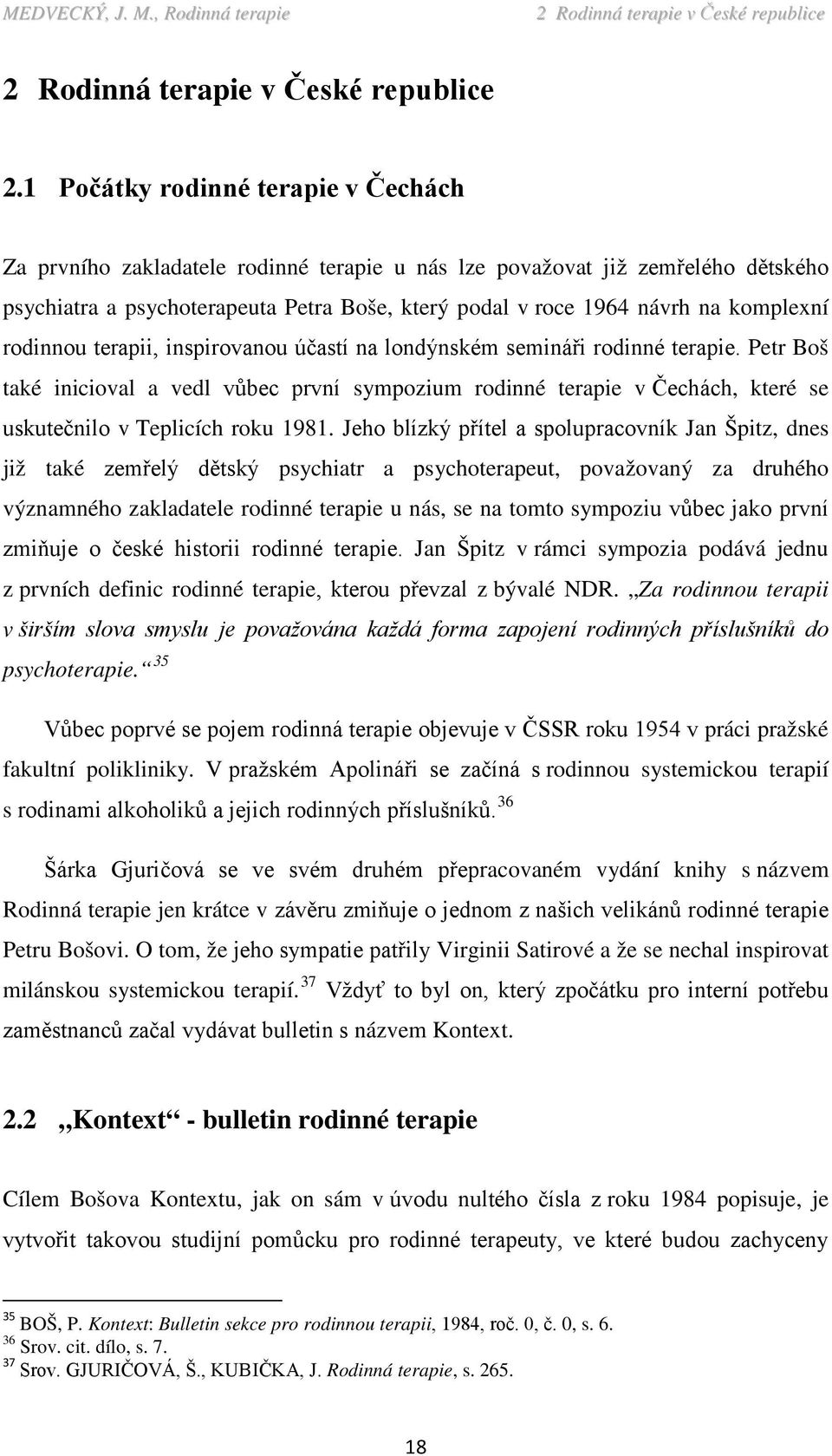 komplexní rodinnou terapii, inspirovanou účastí na londýnském semináři rodinné terapie.