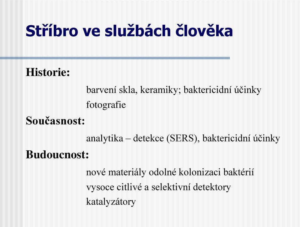 analytika detekce (SERS), baktericidní účinky nové materiály