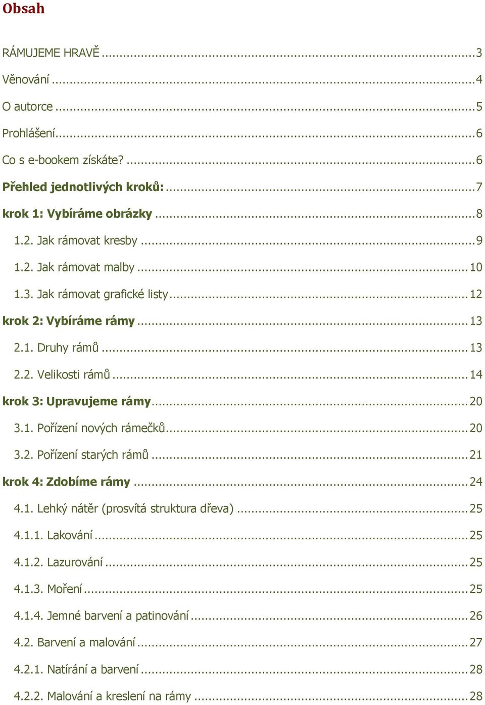 .. 14 krok 3: Upravujeme rámy... 20 3.1. Pořízení nových rámečků... 20 3.2. Pořízení starých rámů... 21 krok 4: Zdobíme rámy... 24 4.1. Lehký nátěr (prosvítá struktura dřeva).