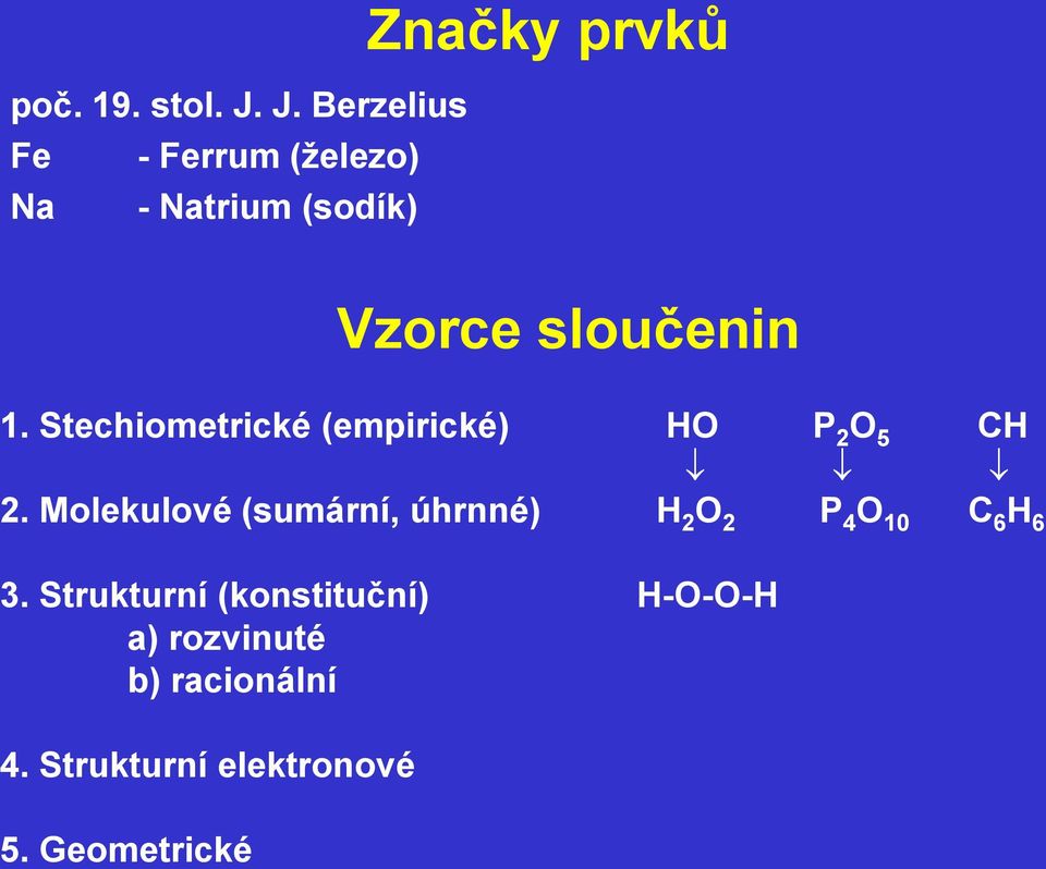 sloučenin 1. Stechiometrické (empirické) HO P 2 O 5 CH 2.