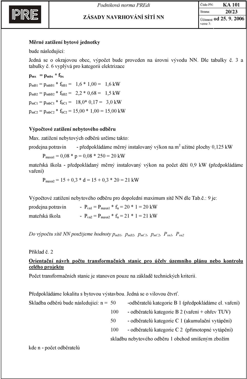 p mbc2 * f bc2 = 15,00 * 1,00 = 15,00 kw Výpočtové zatížení nebytového odběru Max.