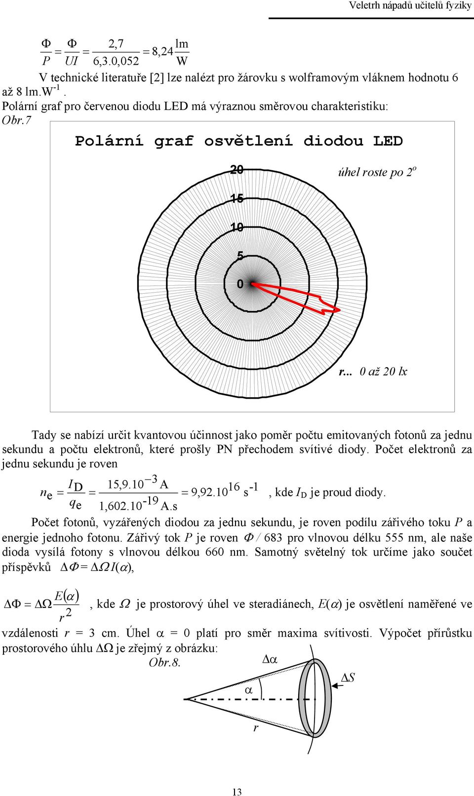 .. 0 až 20 lx Tady se nabízí určit kvantovou účinnost jako poměr počtu emitovaných fotonů za jednu sekundu a počtu elektronů, které prošly PN přechodem svítivé diody.