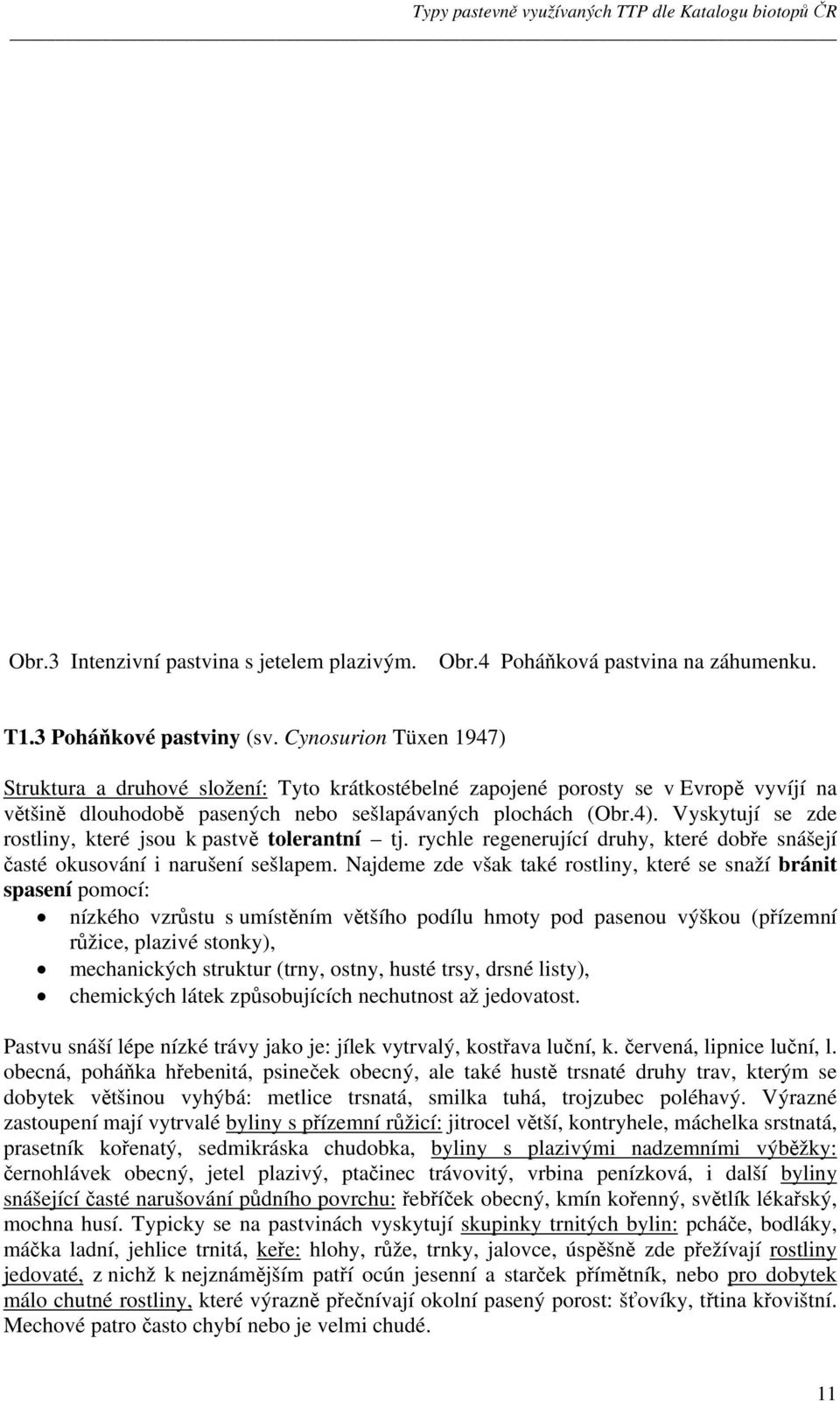 Vyskytují se zde rostliny, které jsou k pastvě tolerantní tj. rychle regenerující druhy, které dobře snášejí časté okusování i narušení sešlapem.