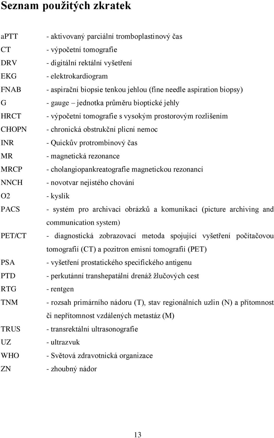 prostorovým rozlišením - chronická obstrukční plicní nemoc - Quickŧv protrombinový čas - magnetická rezonance - cholangiopankreatografie magnetickou rezonancí - novotvar nejistého chování - kyslík -