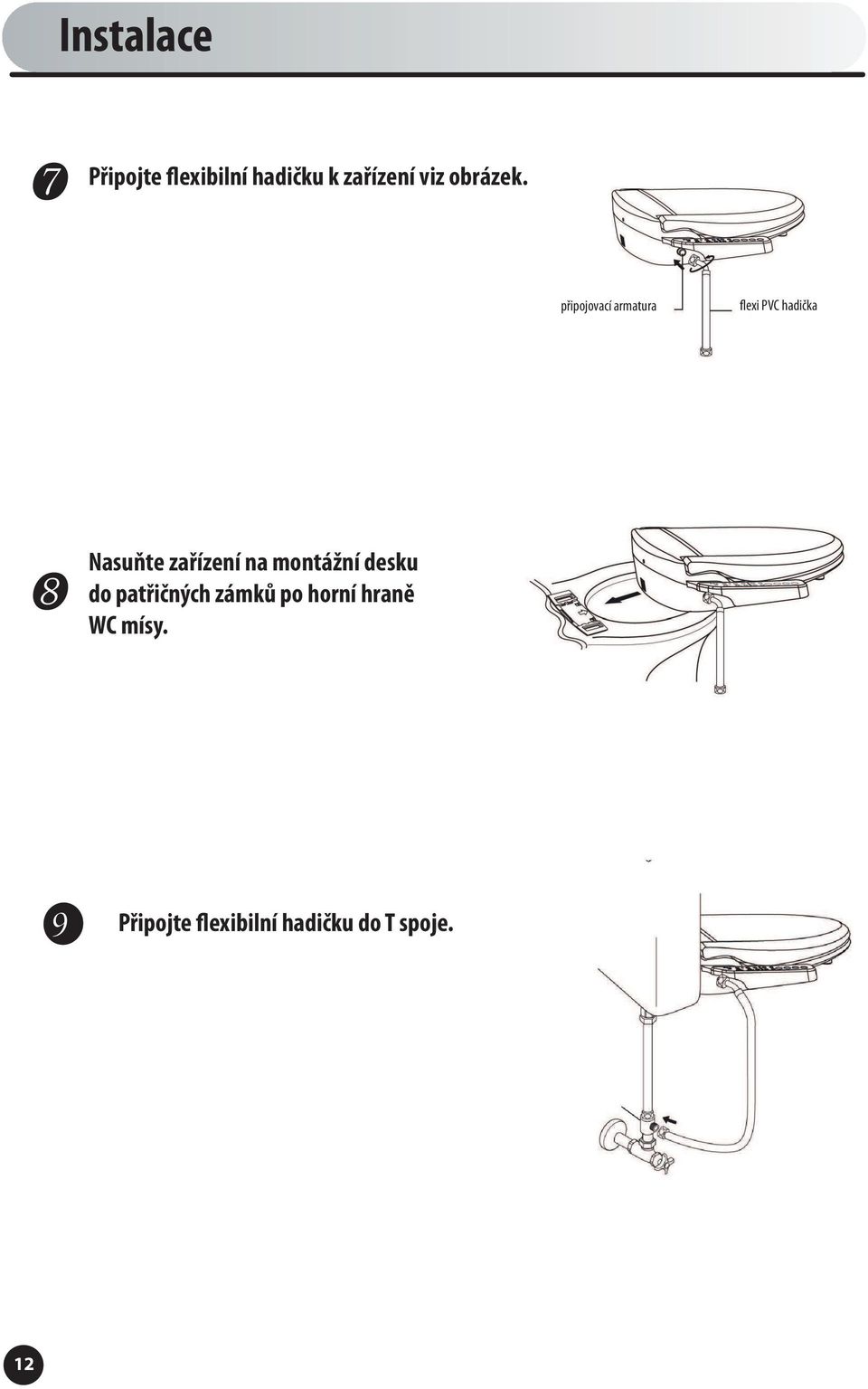 připojovací armatura flexi PVC hadička Nasuňte zařízení