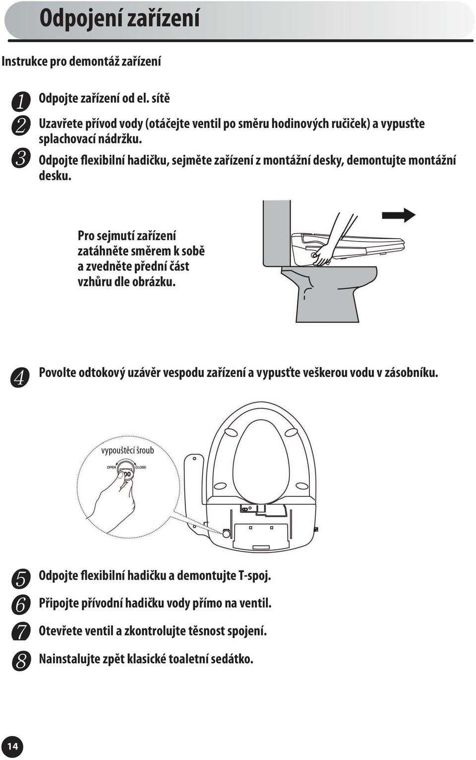 Odpojte flexibilní hadičku, sejměte zařízení z montážní desky, demontujte montážní desku.