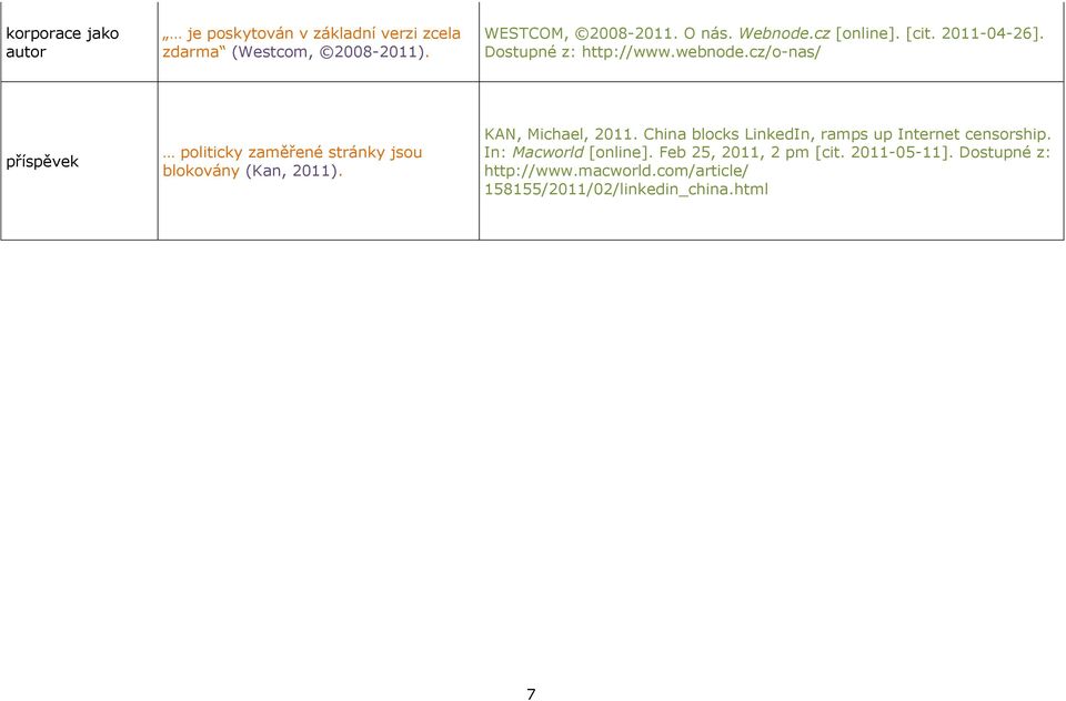 cz/o-nas/ příspěvek politicky zaměřené stránky jsou blokovány (Kan, 2011). KAN, Michael, 2011.