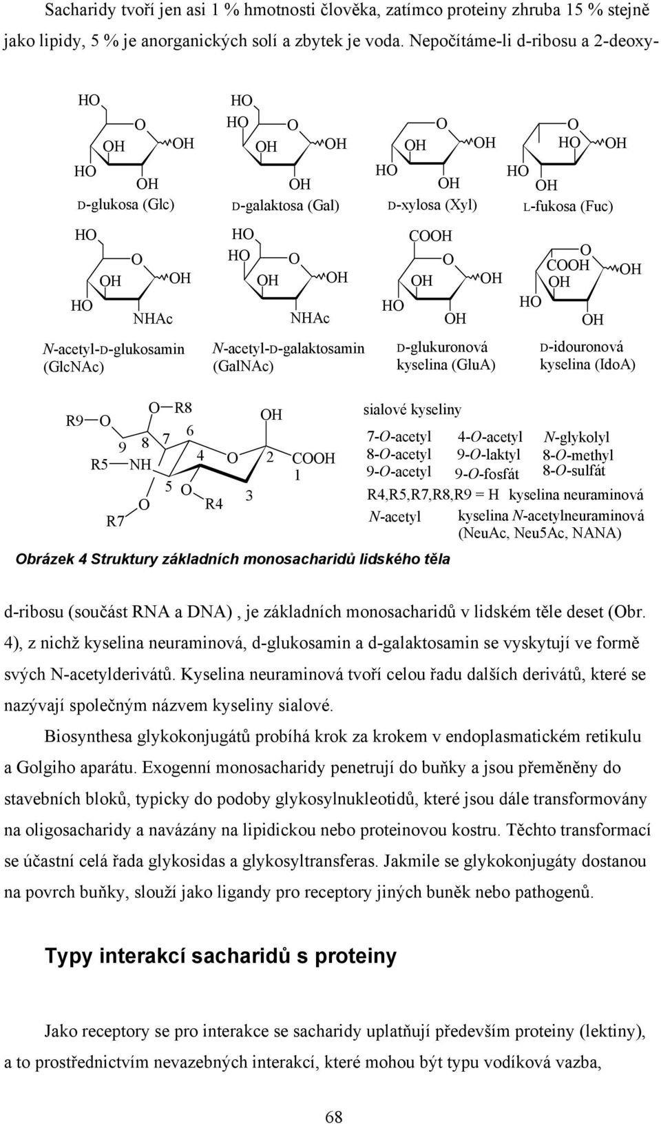 4 Struktury základních monosacharidů lidského těla br. 4 Struktury základních monosacharidů lidského těla jako lipidy, 5 % je anorganických solí a zbytek je voda.