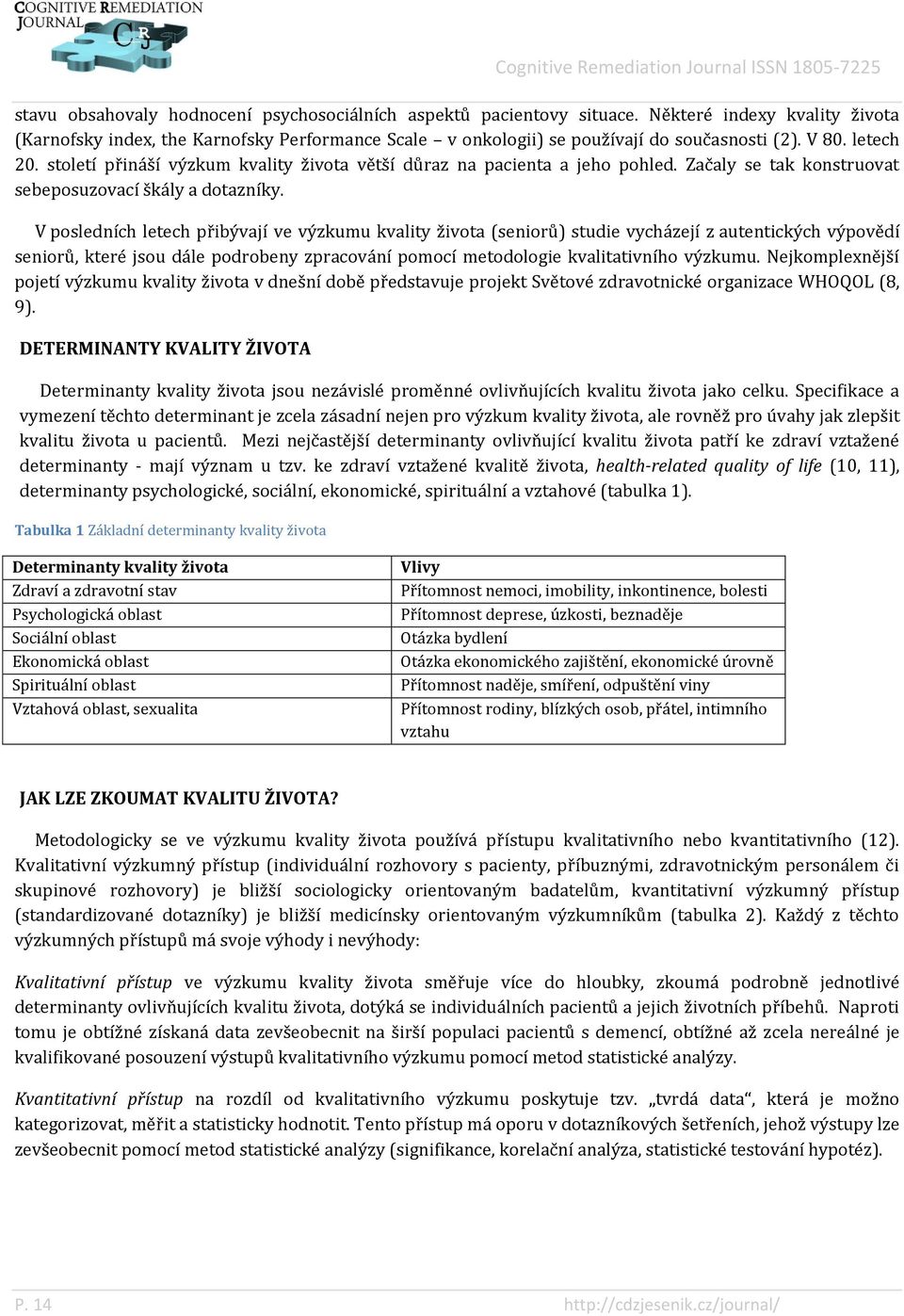 V posledních letech přibývají ve výzkumu kvality života (seniorů) studie vycházejí z autentických výpovědí seniorů, které jsou dále podrobeny zpracování pomocí metodologie kvalitativního výzkumu.