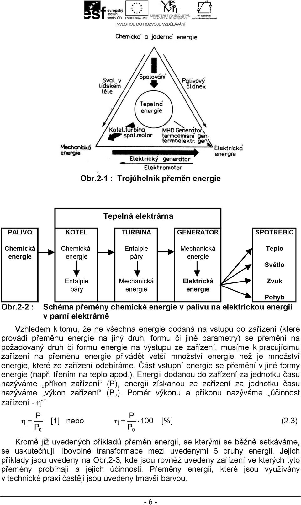 druh, formu či jiné parametry) se přemění na požadovaný druh či formu energie na výstupu ze zařízení, musíme k pracujícímu zařízení na přeměnu energie přivádět větší množství energie než je množství