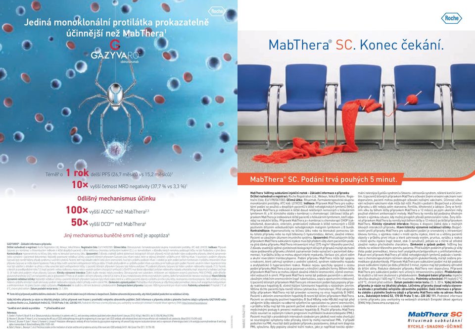 Jiný mechanismus buněčné smrti než je apoptóza 4 GAZYVARO Základní informace o přípravku Držitel rozhodnutí o registraci: Roche Registration Ltd., Welwyn, Velká Británie.