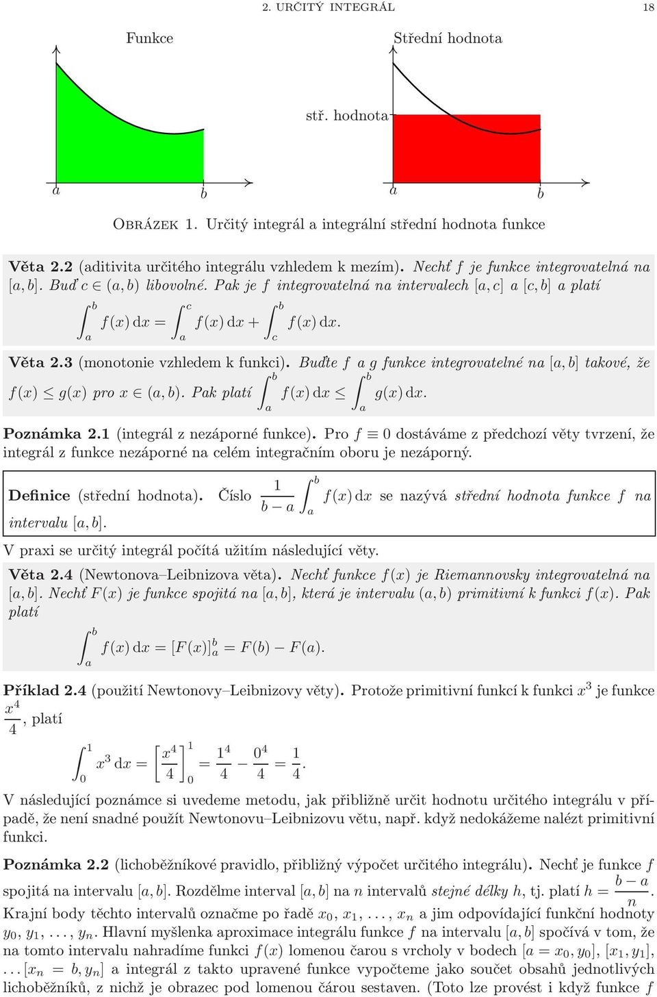 Buďte f gfunkceintegrovtelnén [,b]tkové,že f(x) g(x)pro x (,b).pkpltí b f(x)dx b g(x) dx. Poznámk 2.1(integrál z nezáporné funkce).