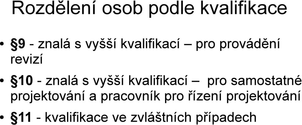 kvalifikací pro samostatné projektování a pracovník