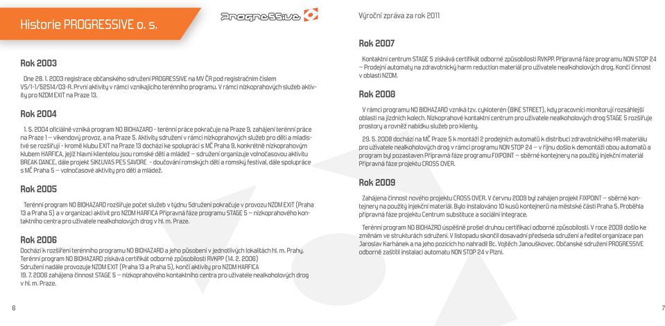 2004 oficiálně vzniká program NO BIOHAZARD - terénní práce pokračuje na Praze 9, zahájení terénní práce na Praze 1 víkendový provoz, a na Praze 5.