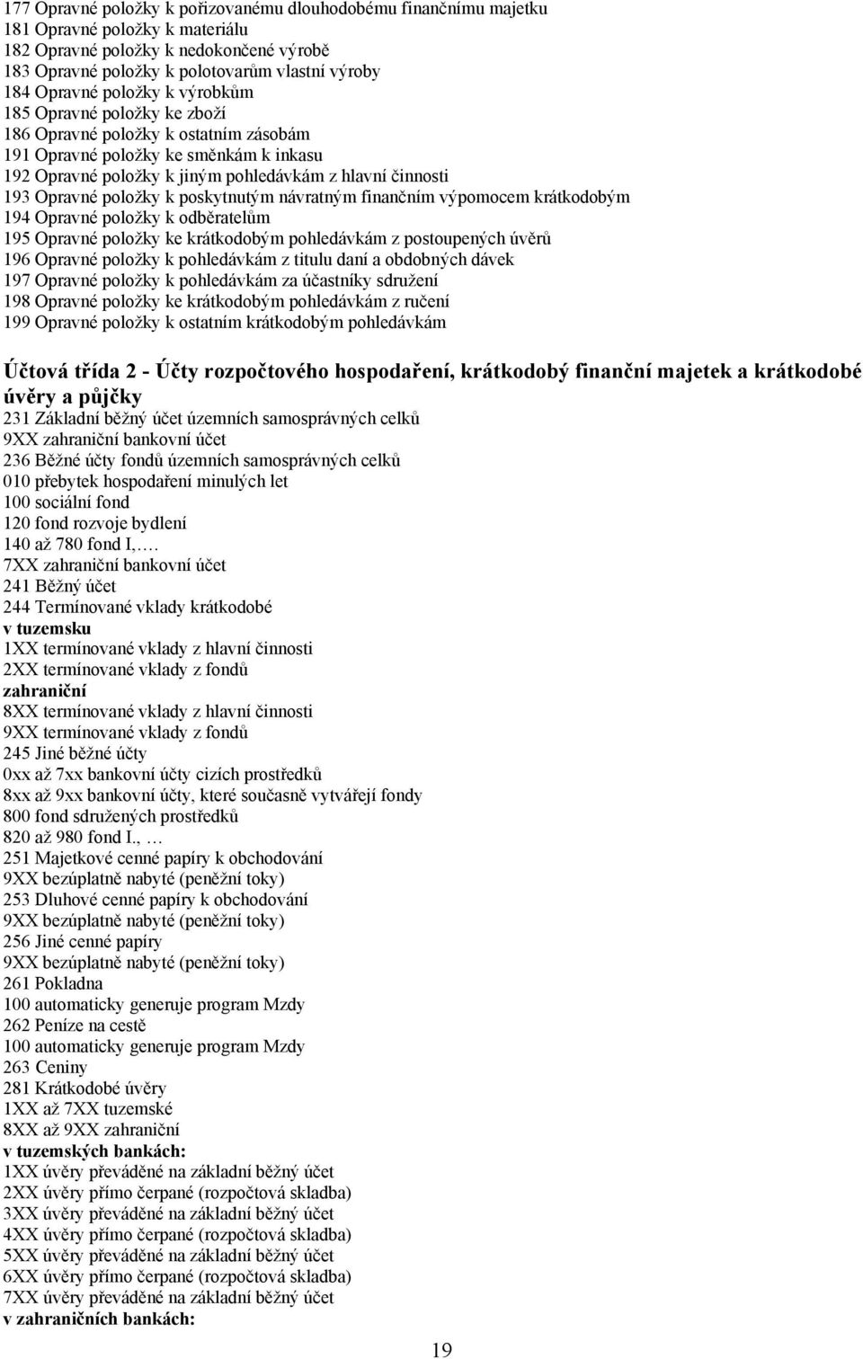 Opravné položky k poskytnutým návratným finančním výpomocem krátkodobým 194 Opravné položky k odběratelům 195 Opravné položky ke krátkodobým pohledávkám z postoupených úvěrů 196 Opravné položky k