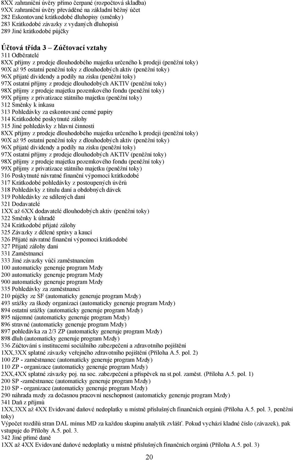 aktiv (peněžní toky) 96X přijaté dividendy a podíly na zisku (peněžní toky) 97X ostatní příjmy z prodeje dlouhodobých AKTIV (peněžní toky) 98X příjmy z prodeje majetku pozemkového fondu (peněžní