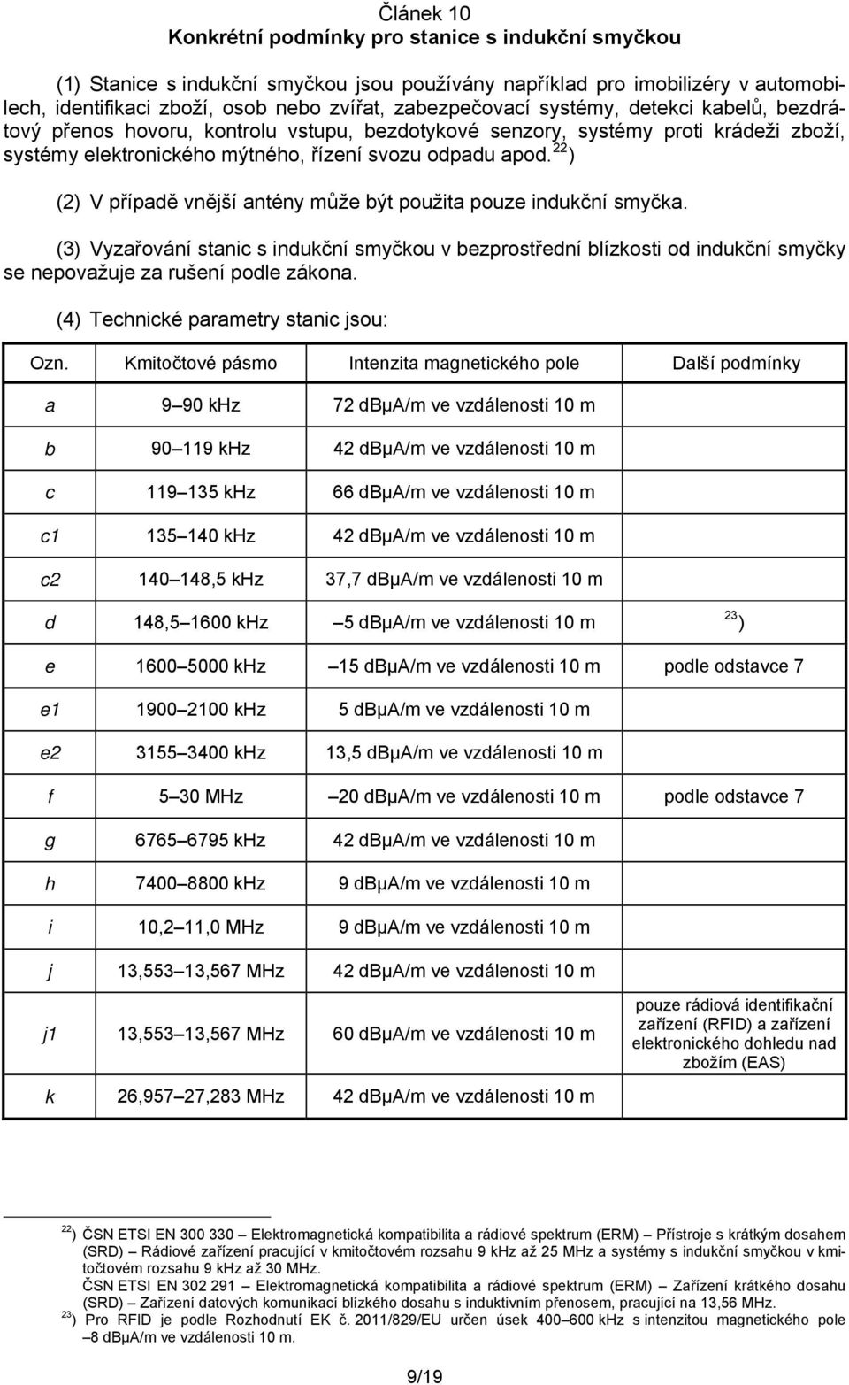 22 ) (2) V případě vnější antény může být použita pouze indukční smyčka. (3) Vyzařování stanic s indukční smyčkou v bezprostřední blízkosti od indukční smyčky se nepovažuje za rušení podle zákona.