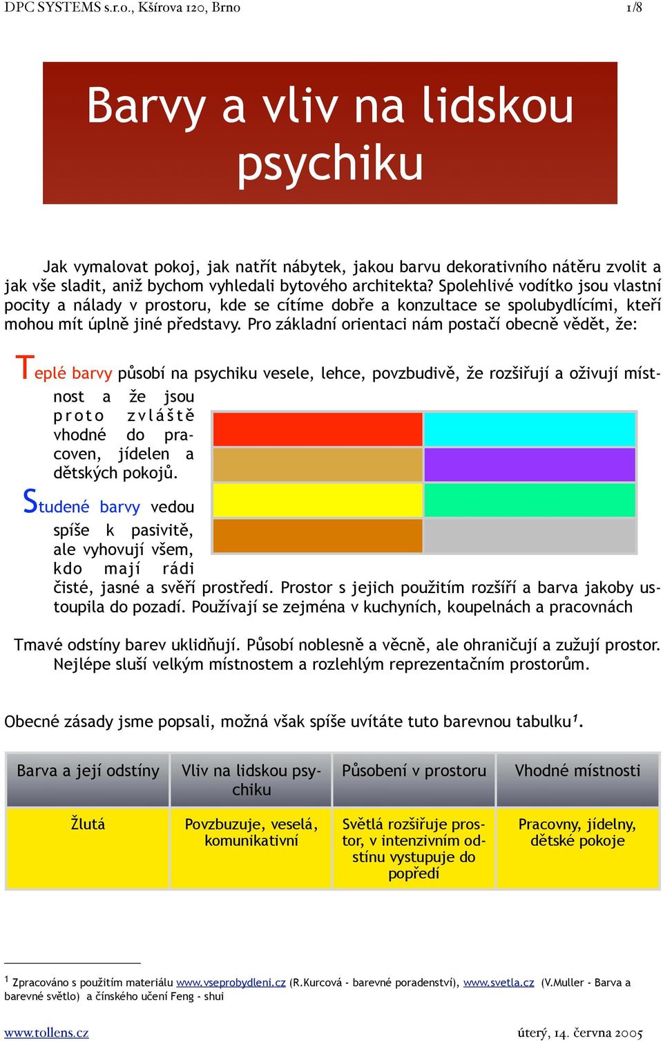 Spolehlivé vodítko jsou vlastní pocity a nálady v prostoru, kde se cítíme dobře a konzultace se spolubydlícími, kteří mohou mít úplně jiné představy.