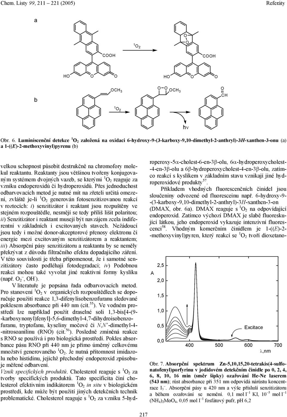 chromofory molekul reaktantu. eaktanty jsou většinou tvořeny konjugovaným systémem dvojných vazeb, se kterými 1 2 reaguje za vzniku endoperoxidů či hydroperoxidů.