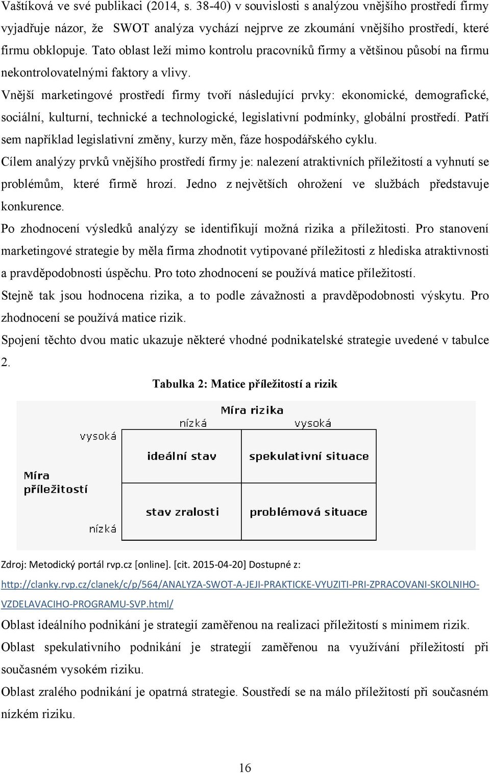 Vnější marketingové prostředí firmy tvoří následující prvky: ekonomické, demografické, sociální, kulturní, technické a technologické, legislativní podmínky, globální prostředí.