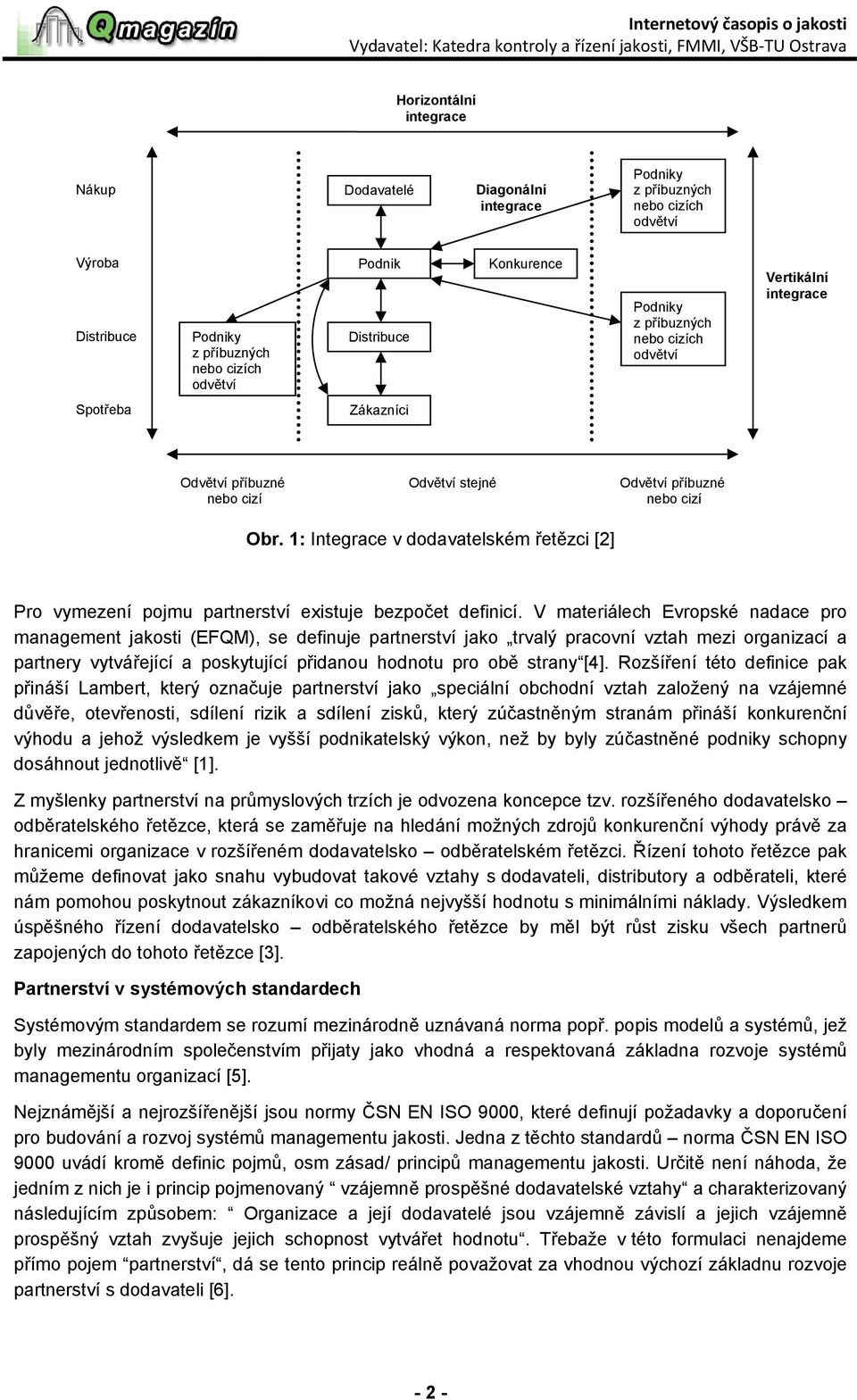 1: Integrace v dodavatelském řetězci [2] Pro vymezení pojmu partnerství existuje bezpočet definicí.