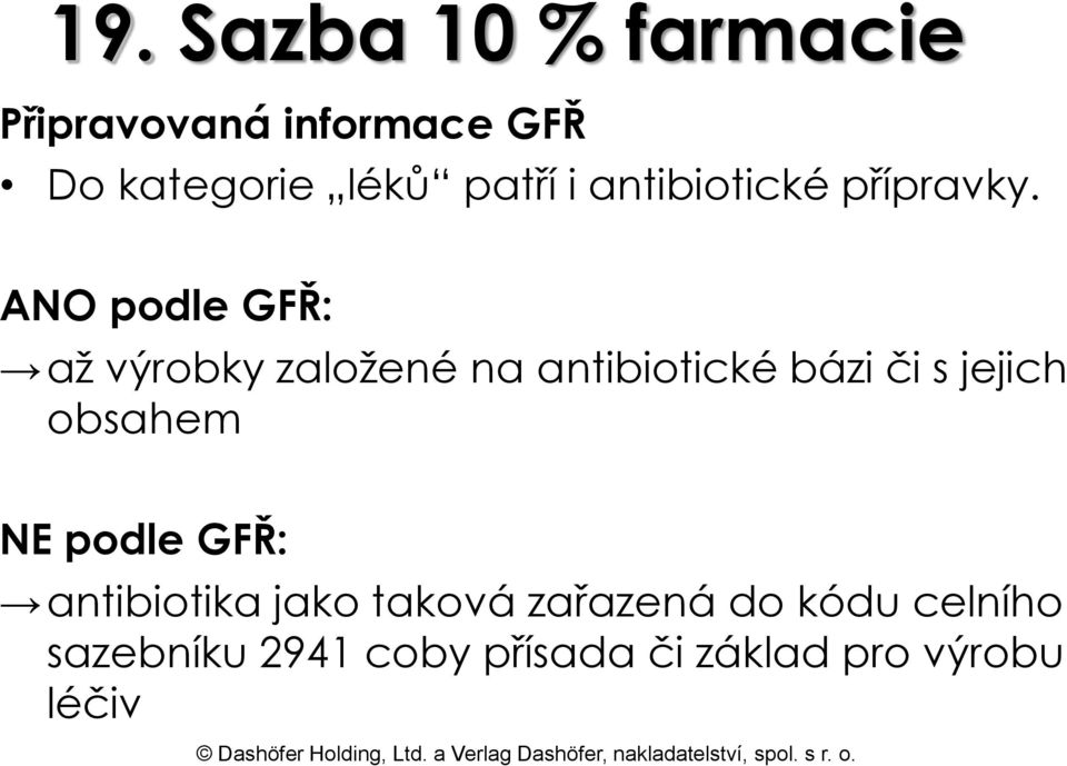 ANO podle GFŘ: až výrobky založené na antibiotické bázi či s jejich