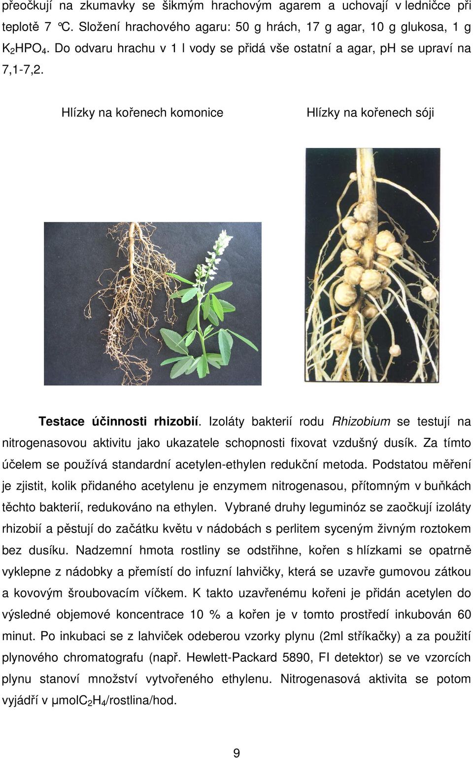 Izoláty bakterií rodu Rhizobium se testují na nitrogenasovou aktivitu jako ukazatele schopnosti fixovat vzdušný dusík. Za tímto účelem se používá standardní acetylen-ethylen redukční metoda.