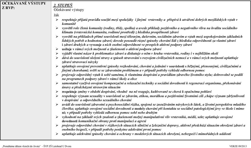 třídy, spolku) a uvede příklady pozitivního a negativního vlivu na kvalitu sociálního klimatu (vrstevnická komunita, rodinné prostředí) z hlediska prospěšnosti zdraví vysvětlí na příkladech přímé