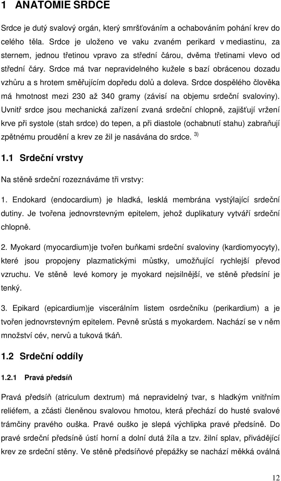 Srdce má tvar nepravidelného kužele s bazí obrácenou dozadu vzhůru a s hrotem směřujícím dopředu dolů a doleva.