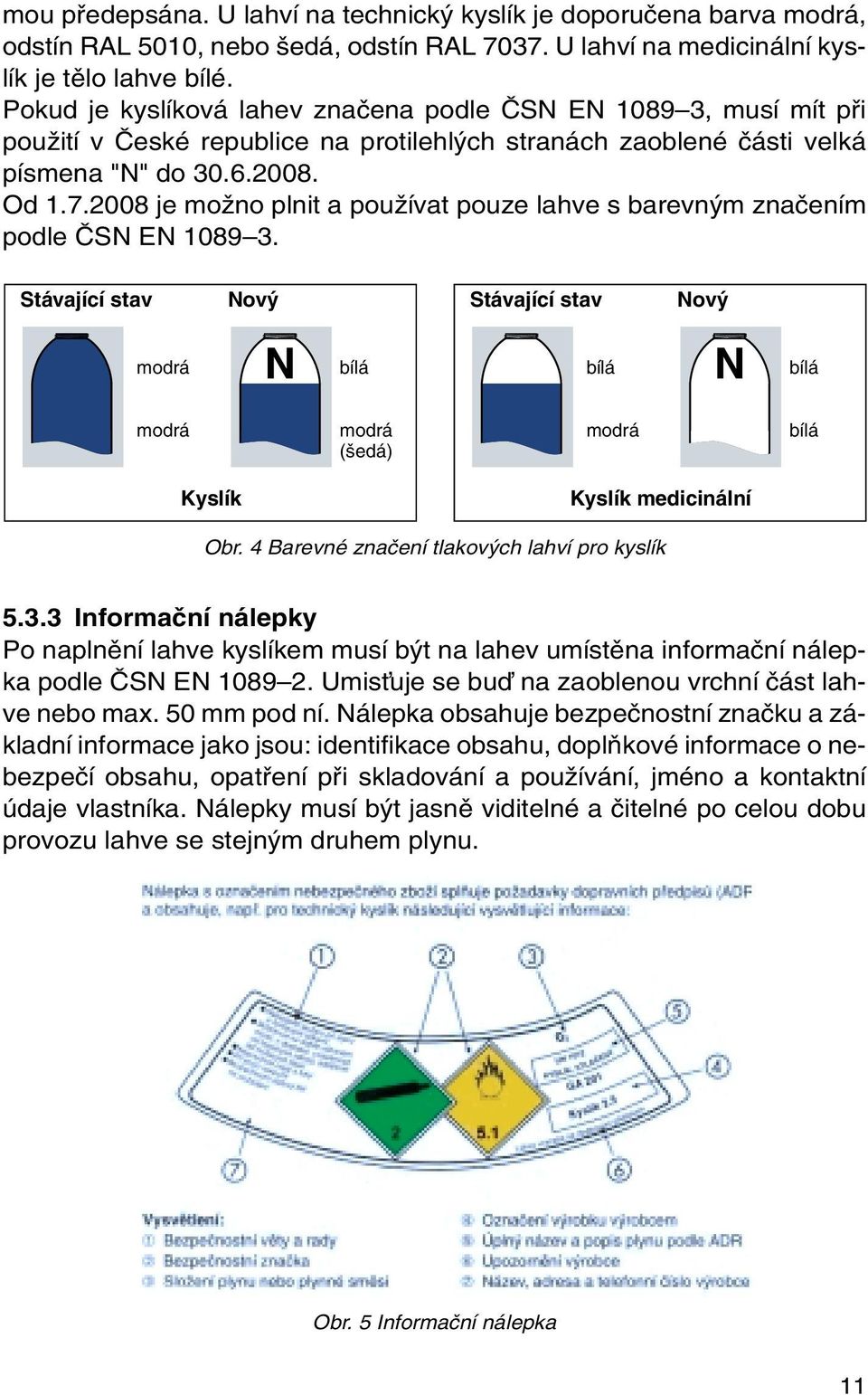 2008 je moïno plnit a pouïívat pouze lahve s barevn m znaãením podle âsn EN 1089 3.