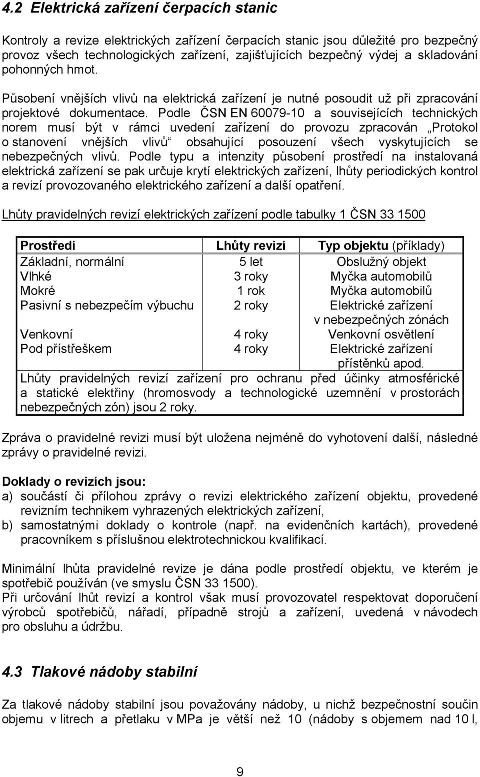 Podle ČSN EN 60079-10 a souvisejících technických norem musí být v rámci uvedení zařízení do provozu zpracován Protokol o stanovení vnějších vlivů obsahující posouzení všech vyskytujících se