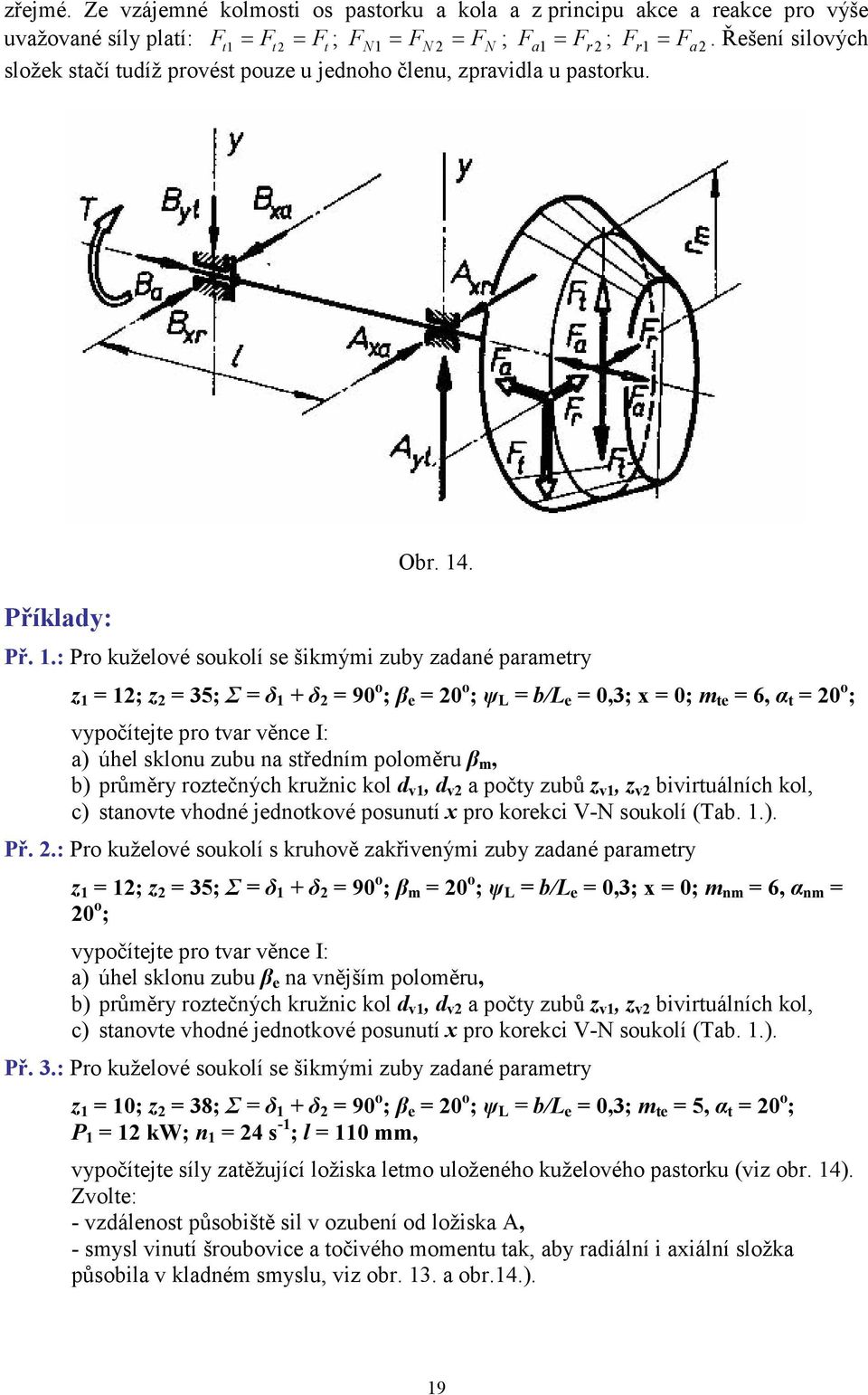 střdní poloěru β, b) průěry rotčných kružnic kol d v, d v počty ubů v, v bivirtuálních kol, c) stnovt vhodné jdnotkové posunutí x pro korkci V-N soukolí (Tb ) Př : Pro kužlové soukolí s kruhově