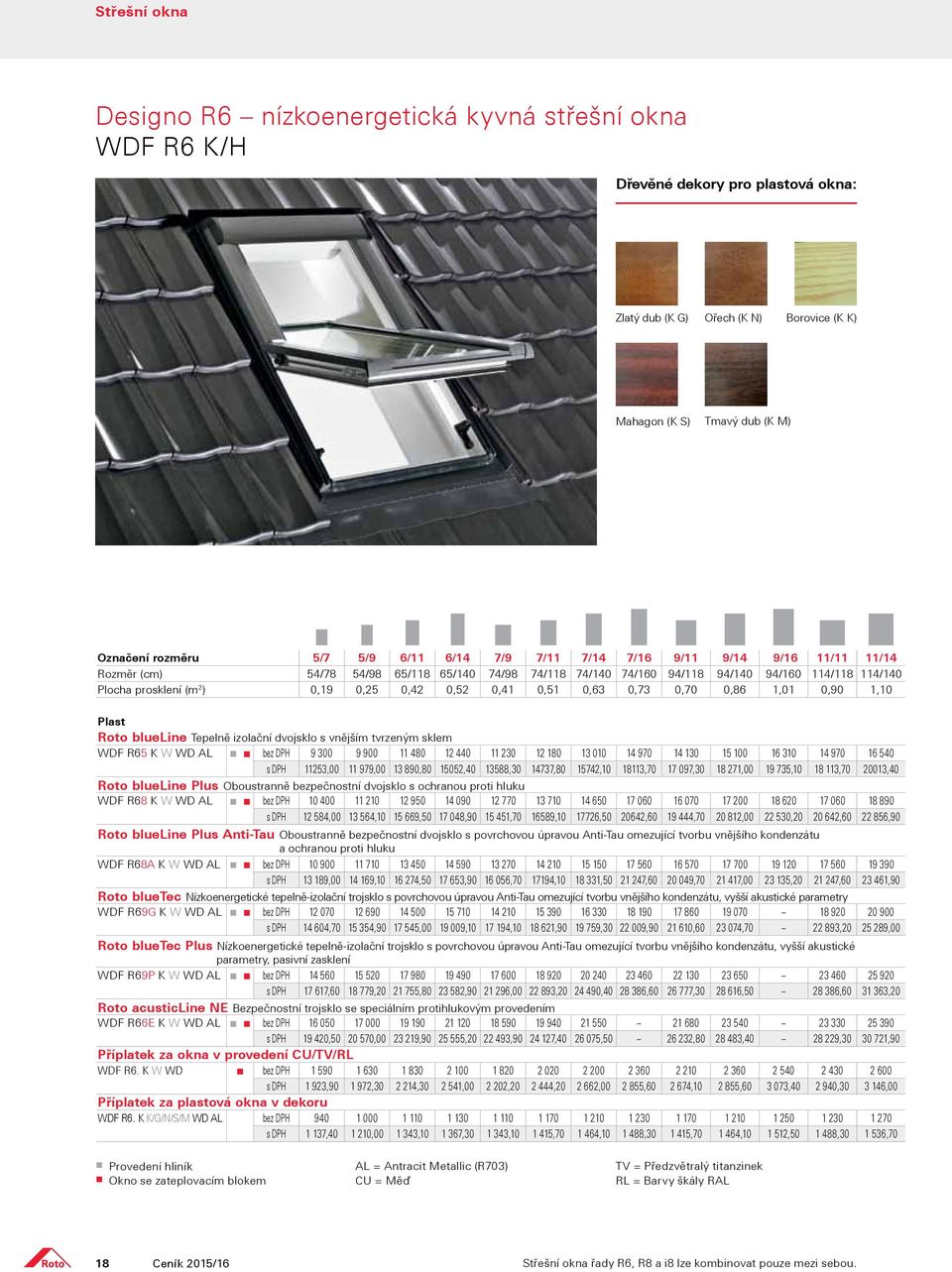 0,42 0,52 0,41 0,51 0,63 0,73 0,70 0,86 1,01 0,90 1,10 Plast Roto blueline Tepelně izolační dvojsklo s vnějším tvrzeným sklem WDF R65 K W WD AL bez DPH 9 300 9 900 11 480 12 440 11 230 12 180 13 010
