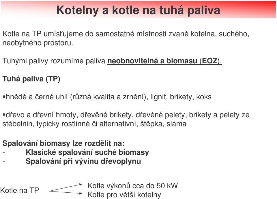 Tuhá paliva (TP) hndé a erné uhlí (rzná kvalita a zrnní), lignit, brikety, koks devo a devní hmoty, devné brikety, devné pelety, brikety