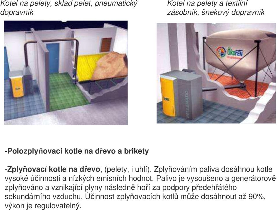 Zplyováním paliva dosáhnou kotle vysoké úinnosti a nízkých emisních hodnot.