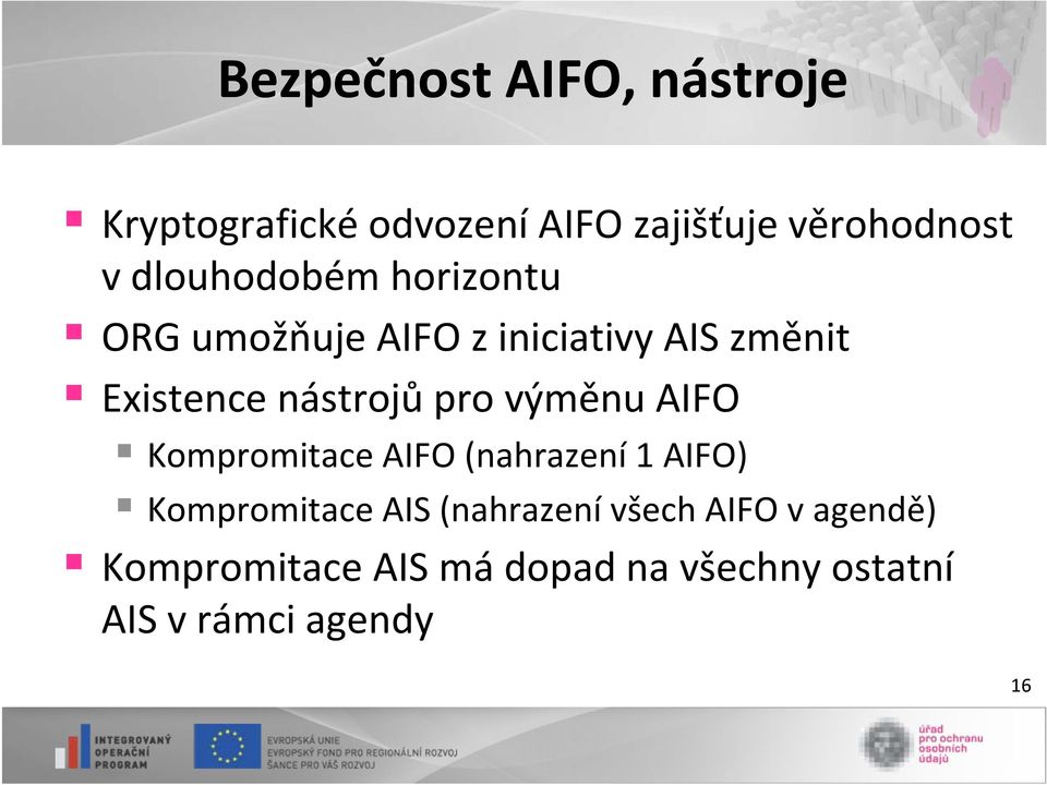 pro výměnu AIFO Kompromitace AIFO (nahrazení 1 AIFO) Kompromitace AIS (nahrazení