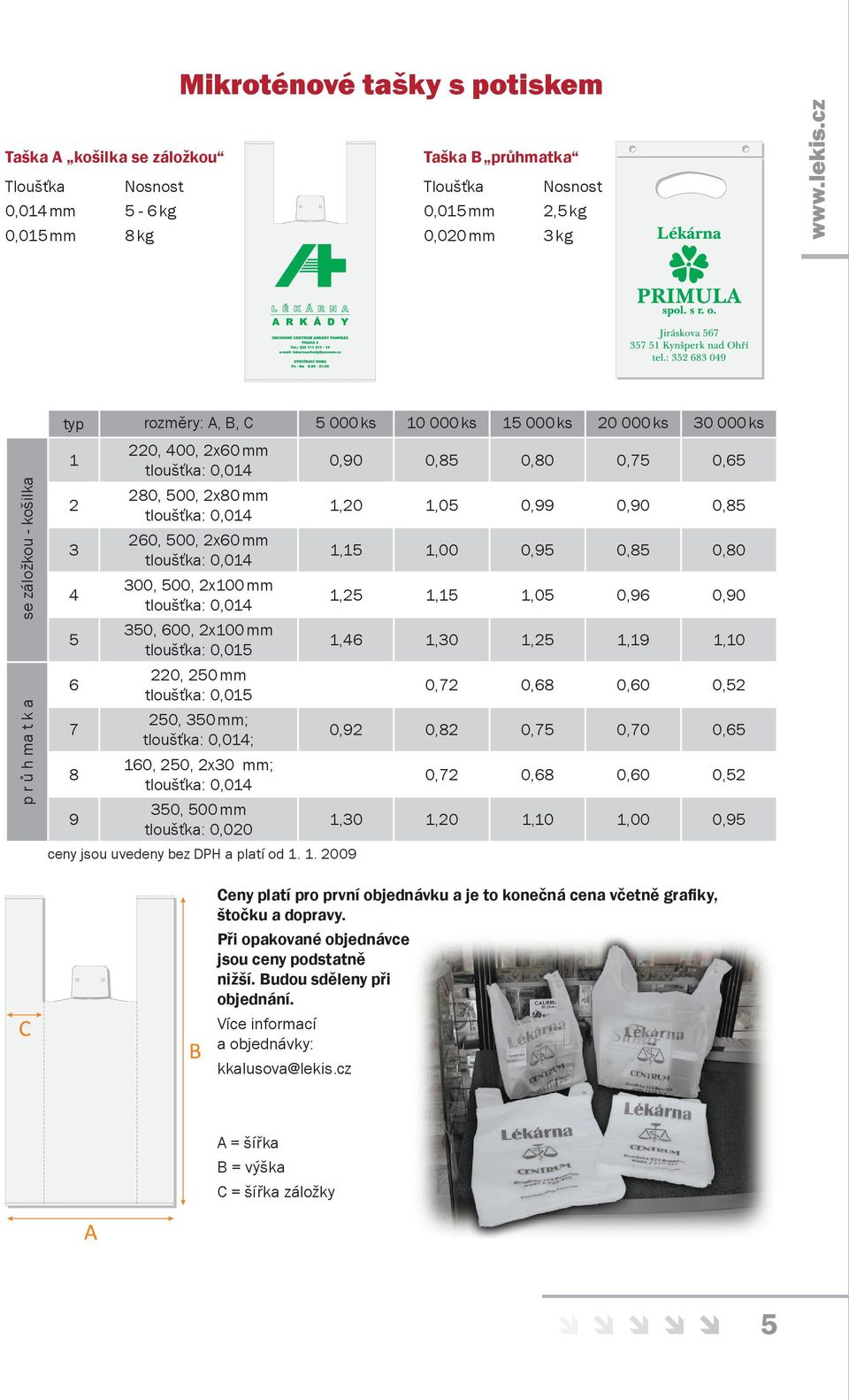 260, 500, 2x60 mm tloušťka: 0,014 300, 500, 2x100 mm tloušťka: 0,014 350, 600, 2x100 mm tloušťka: 0,015 220, 250 mm tloušťka: 0,015 250, 350 mm; tloušťka: 0,014; 160, 250, 2x30 mm; tloušťka: 0,014