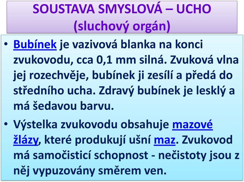 Zdravý bubínek je lesklý a má šedavou barvu.