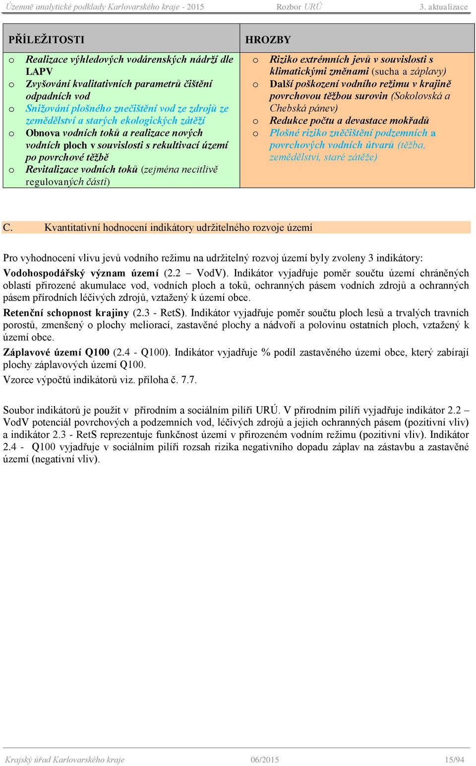 klimatickými změnami (sucha a záplavy) Další pškzení vdníh režimu v krajině pvrchvu těžbu survin (Sklvská a Chebská pánev) Redukce pčtu a devastace mkřadů Plšné rizik zněčištění pdzemních a pvrchvých